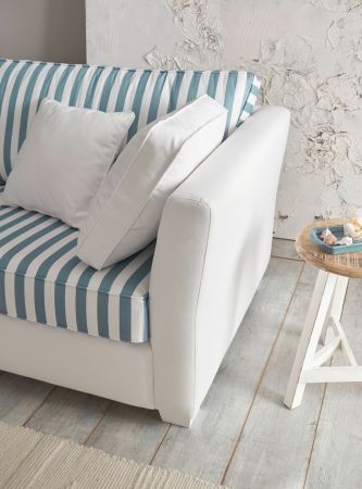 Sofa Hooge in creme und blau Landhaus Couch 2-Sitzer 160 cm inkl. 4 Kissen