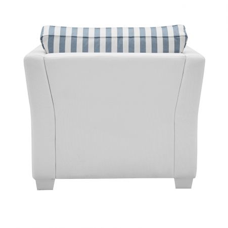 Sessel Set Hooge in creme und blau Landhaus Wohnzimmer Loungesessel inklusive Hocker