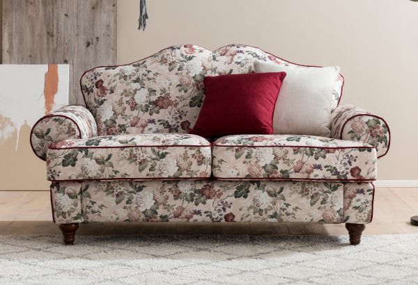 Sofa 2-Sitzer Elita in creme Landhaus Blumen Design Couch 170 cm