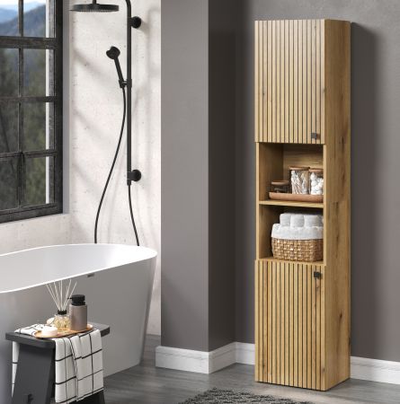 Badezimmer Hochschrank Feliz in Evoke Eiche Badschrank 40 x 186 cm