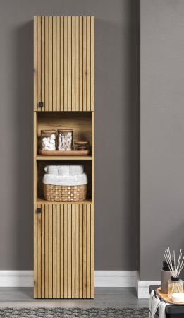 Badezimmer Hochschrank Feliz in Evoke Eiche Badschrank 40 x 186 cm