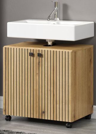 Waschbeckenunterschrank Feliz in Evoke Eiche Badschrank auf Rollen 60 cm