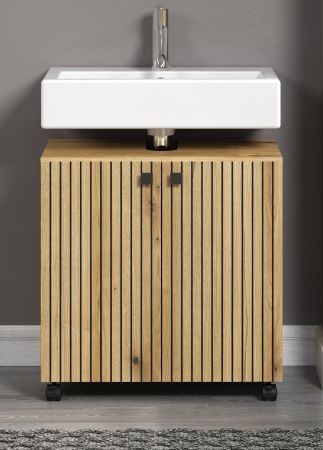 Waschbeckenunterschrank Feliz in Evoke Eiche Badschrank auf Rollen 60 cm