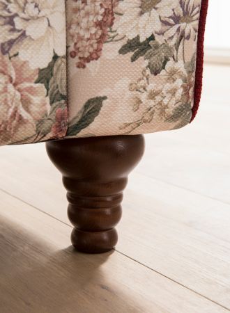 Sessel Set Elita in creme Landhaus Blumen Design Loungesessel inklusive Hocker