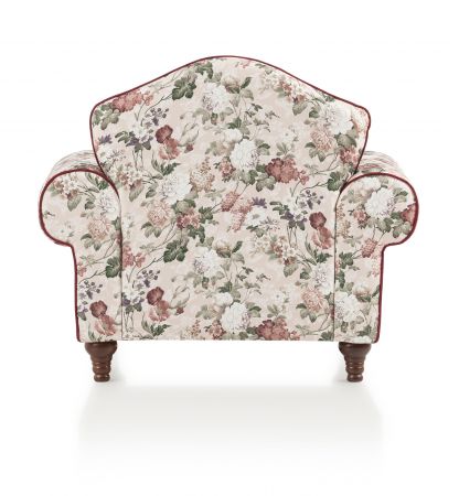 Sessel Set Elita in creme Landhaus Blumen Design Loungesessel inklusive Hocker