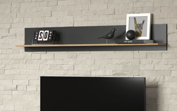 Wandboard Avila in grau und Evoke Eiche Wandregal 167 x 25 cm