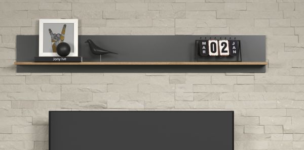 Wandboard Avila in grau und Evoke Eiche Wandregal 167 x 25 cm