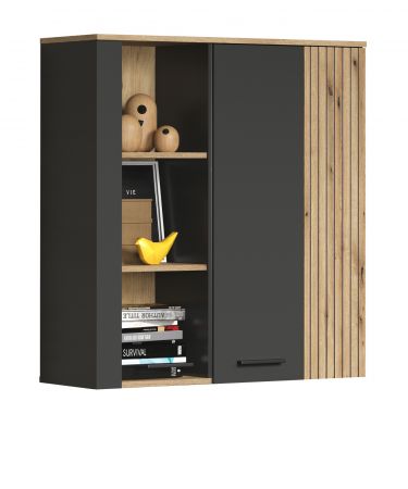 H�ngevitrine Avila in grau und Evoke Eiche Vitrine h�ngend 90 x 99 cm