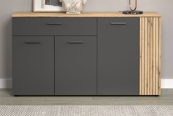Sideboard Avila in grau und Evoke Eiche Kommode 150 cm