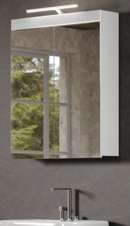 Badezimmer Spiegelschrank Adamo in wei� Hochglanz 2-t�rig inkl. LED 60 x 77 cm