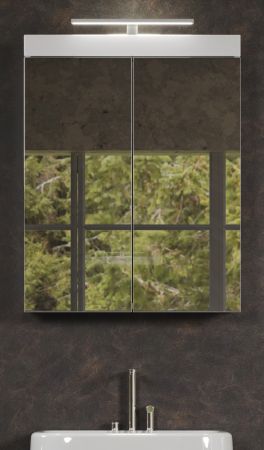 Badezimmer Spiegelschrank Adamo in wei� Hochglanz 2-t�rig inkl. LED 60 x 77 cm