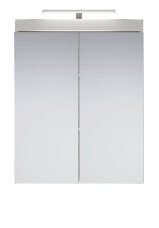 Badezimmer Spiegelschrank Adamo in wei� Hochglanz 2-t�rig inkl. LED 60 x 77 cm