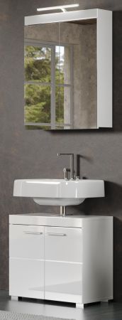 Badezimmer Badm�bel Set Adamo in wei� Hochglanz Badkombination 2-teilig 60 x 190 cm