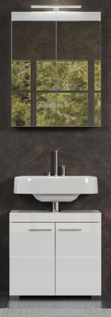 Badezimmer Badm�bel Set Adamo in wei� Hochglanz Badkombination 2-teilig 60 x 190 cm