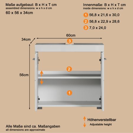 Badezimmer Badm�bel Set Adamo in wei� Hochglanz Badkombination 2-teilig 60 x 190 cm