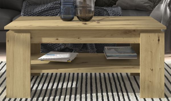 Couchtisch Selen in Artisan Eiche Beistelltisch mit Ablage 100 x 60 cm