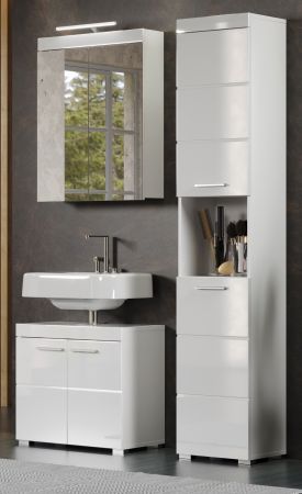 Badezimmer Badm�bel Set Adamo in wei� Hochglanz Badkombination 3-teilig 112 x 190 cm