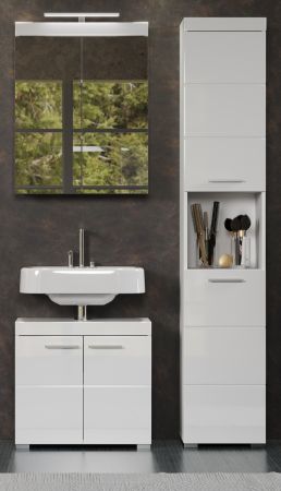 Badezimmer Badm�bel Set Adamo in wei� Hochglanz Badkombination 3-teilig 112 x 190 cm