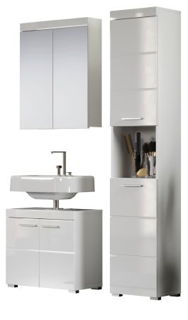 Badezimmer Badm�bel Set Adamo in wei� Hochglanz Badkombination 3-teilig 112 x 190 cm
