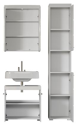 Badezimmer Badm�bel Set Adamo in wei� Hochglanz Badkombination 3-teilig 112 x 190 cm
