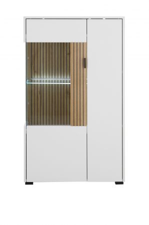 Vitrine Merced in wei� matt und Evoke Eiche Wohn- und Esszimmer Highboard 75 x 125 cm