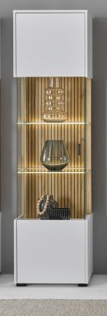 Vitrine Merced in wei� matt und Evoke Eiche Wohn- und Esszimmer Vitrinenschrank 48 x 180 cm