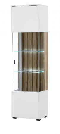 Vitrine Merced in wei� matt und Evoke Eiche Wohn- und Esszimmer Vitrinenschrank 48 x 180 cm