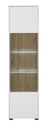 Vitrine Merced in wei� matt und Evoke Eiche Wohn- und Esszimmer Vitrinenschrank 48 x 180 cm