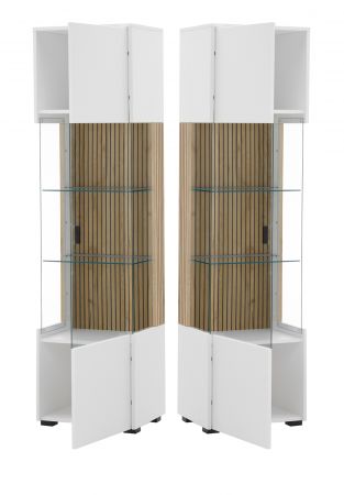 Vitrine Merced in wei� matt und Evoke Eiche Wohn- und Esszimmer Vitrinenschrank 48 x 180 cm