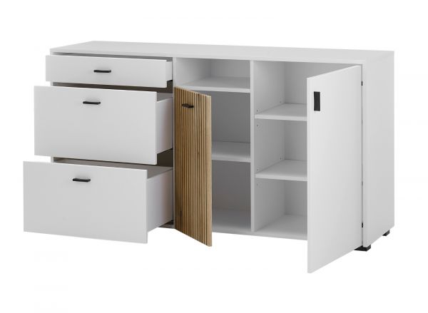 Sideboard Merced in wei� matt und Evoke Eiche Wohn- und Esszimmer Kommode 150 cm