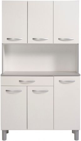 Parisot K�chenschrank Skoon in wei� und grau K�che Buffet und Mehrzweckschrank 101 x 185 cm
