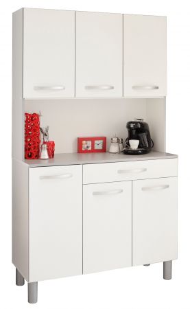 Parisot K�chenschrank Skoon in wei� und grau K�che Buffet und Mehrzweckschrank 101 x 185 cm