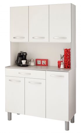 Parisot K�chenschrank Skoon in wei� und grau K�che Buffet und Mehrzweckschrank 101 x 185 cm
