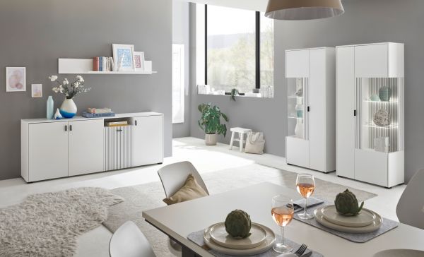 Wandboard Merced in wei� matt Eiche Wohn- und Esszimmer Wandregal 150 cm