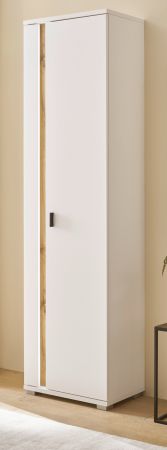 Stauraumschrank Bellport in wei� matt und Wotan Eiche Mehrzweckschrank inklusive Frontbeleuchtung 55 x 200