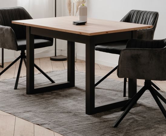 Esstisch Malta in Artisan Eiche und Anthrazit im Industrial Look 120 / 160 x 80 cm ausziehbar