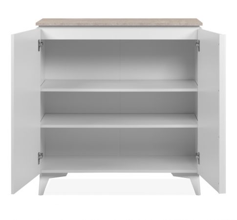 Kommode Visby in wei� und Sandstein Wohn- und Esszimmer Sideboard 88 x 92 cm