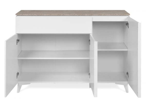 Sideboard Visby in wei� und Sandstein Wohn- und Esszimmer Kommode 133 x 92 cm