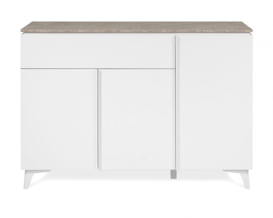Sideboard Visby in wei� und Sandstein Wohn- und Esszimmer Kommode 133 x 92 cm
