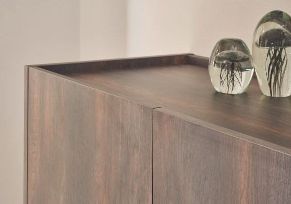 Sideboard Piano in Thermo Eiche und grau Kommode mit Soft-Close 200 x 80 cm