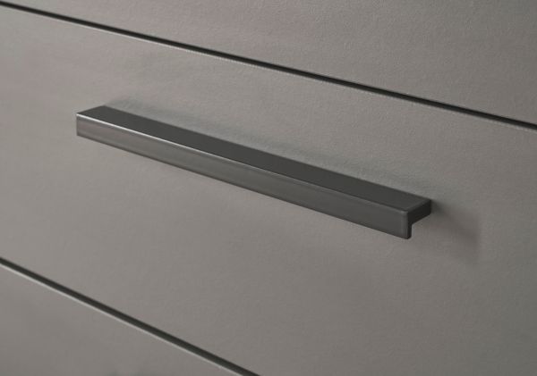 Sideboard Piano in Thermo Eiche und grau Kommode mit Soft-Close 200 x 80 cm