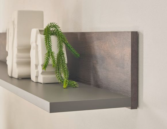Wohnwand Piano in Thermo Eiche und grau Wohnkombination 4-teilig 380 x 170 cm