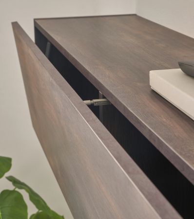 Wohnwand Piano in Thermo Eiche und grau Wohnkombination 4-teilig 380 x 200 cm