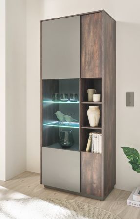 Esszimmer Set Piano in Thermo Eiche und grau Speisezimmer 4-teilig mit Soft-Close