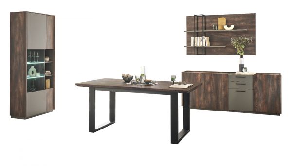 Esszimmer Set Piano in Thermo Eiche und grau Speisezimmer 4-teilig mit Soft-Close