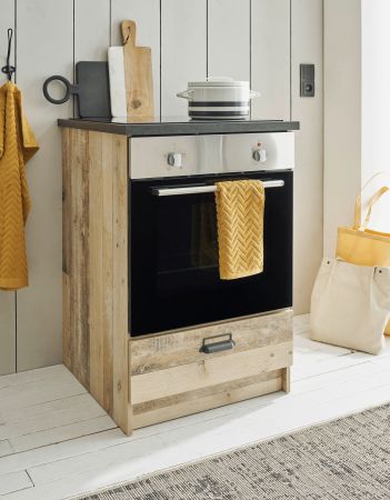 Herdumbauschrank Stove in Used Wood hell und anthrazit K�che Unterschrank 60 cm