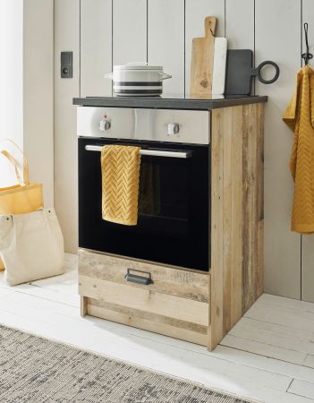 K�che Stove in Used Wood hell und anthrazit K�chenschrank Set 4-teilig 264 x 200 cm