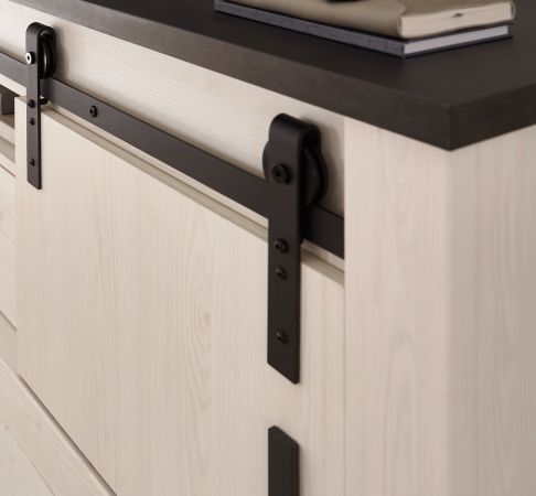 K�che Stove in wei� Pinie und anthrazit Landhaus K�chenschrank Set 4-teilig 196 x 180 cm