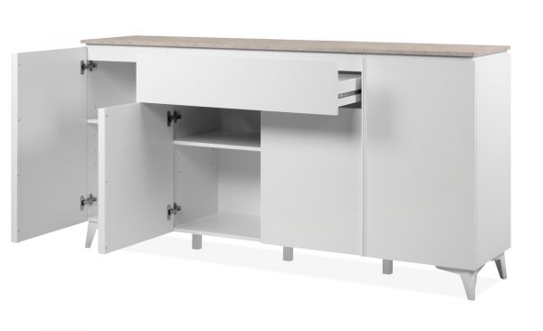 Sideboard Visby in wei� und Sandstein Wohn- und Esszimmer Kommode 177 x 92 cm