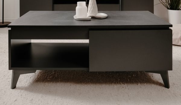 Couchtisch Visby in grau und Schiefer Beistelltisch 100 x 55 cm
